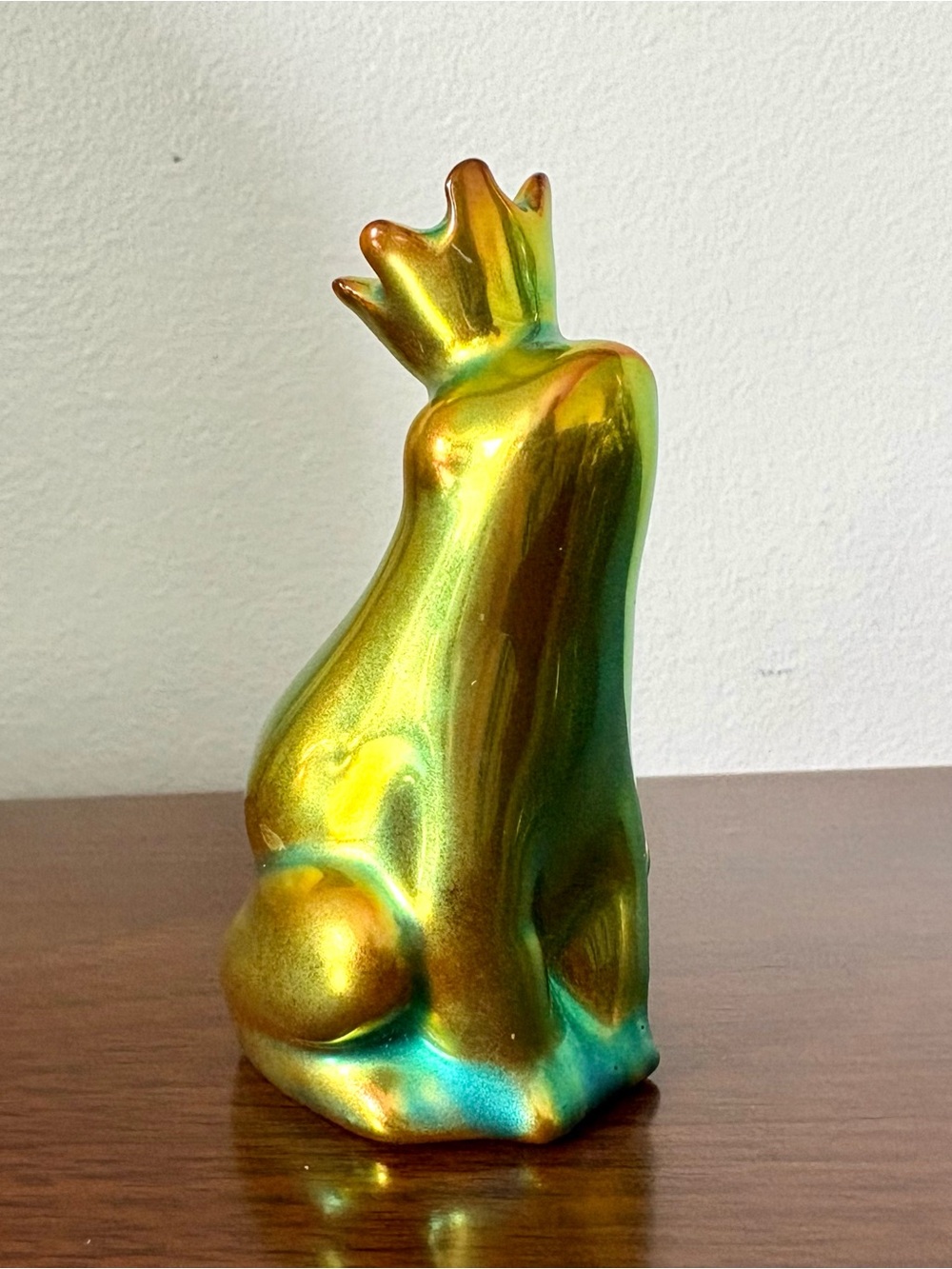 Zsolnay Pecs Frog Prince Porcelain Figurine Vintage Hungary Pottery!